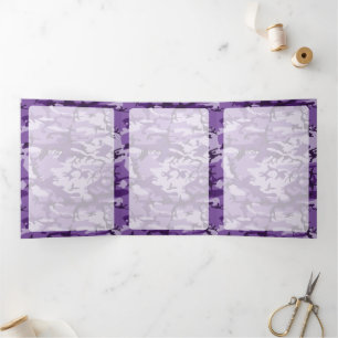 Purple Camouflage, Military, Army Tri-Fold Card