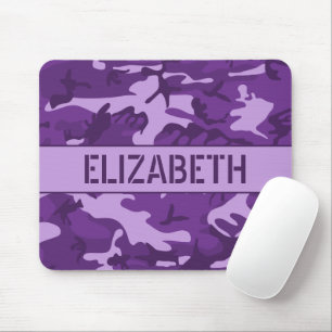 Purple Camouflage Monogrammed Mouse Pad