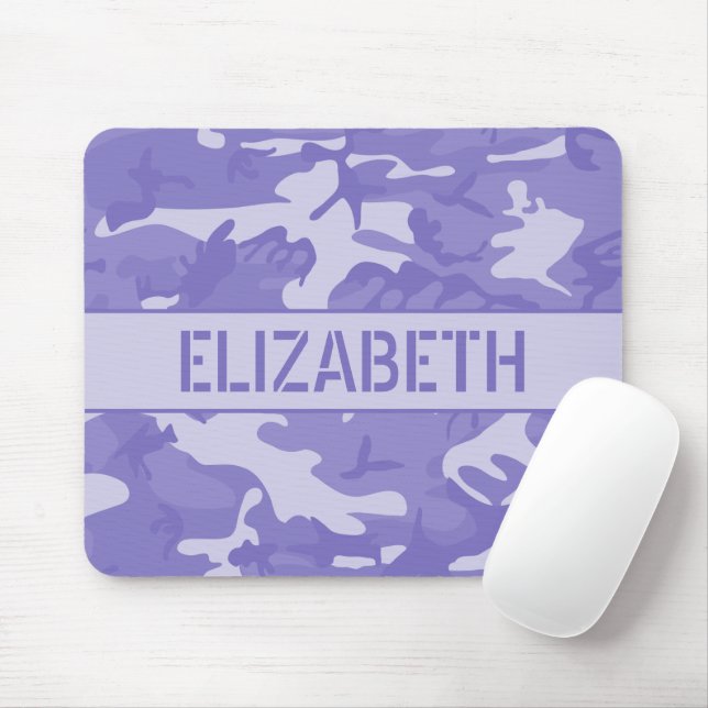 Purple Camouflage Monogrammed Mouse Pad (With Mouse)