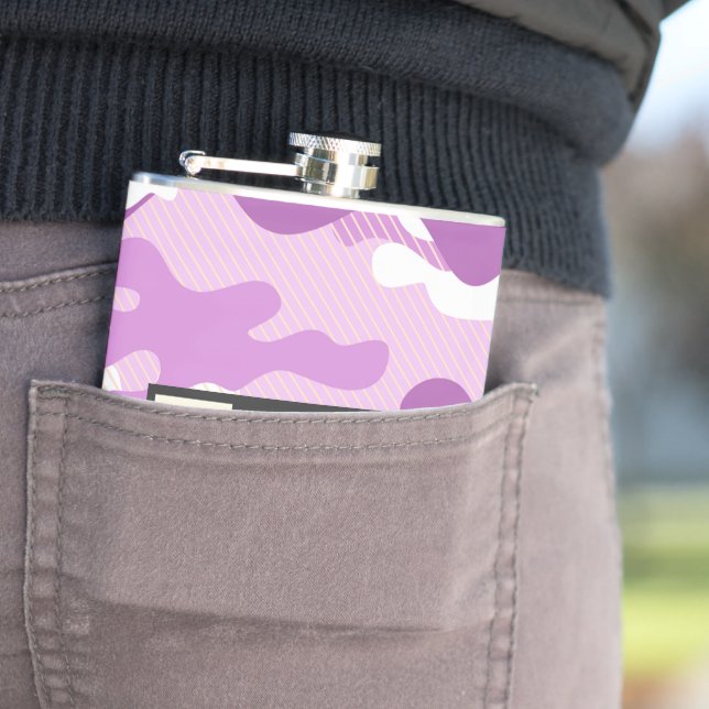 Purple Camouflage Pattern Hip Flask (In Situ)