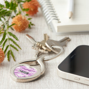 Purple Camouflage Pattern Metal Key Ring
