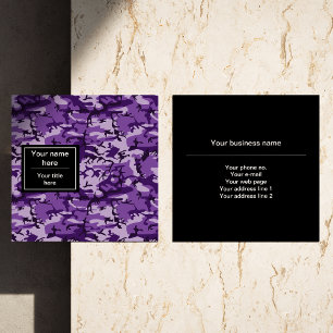 Purple Camouflage Pattern, Military, Army Square Business Card