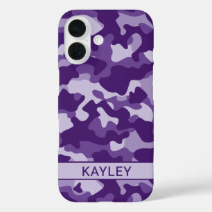Purple Camouflage Personalised iPhone 16 Case
