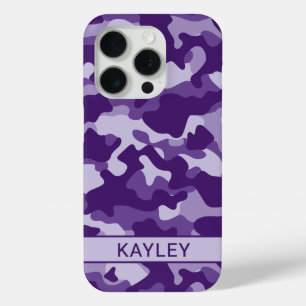 Purple Camouflage Personalized iPhone 15 Pro Case