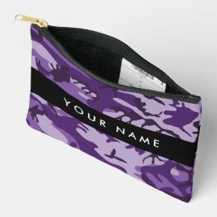 Purple Camouflage Your name Personalise Accessory Pouch