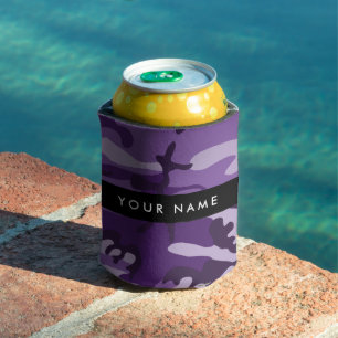 Purple Camouflage Your name Personalise Can Cooler