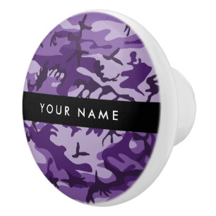 Purple Camouflage Your name Personalise Ceramic Knob