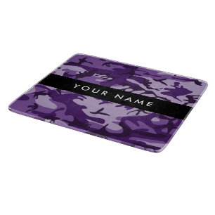 Purple Camouflage Your name Personalise Cutting Board