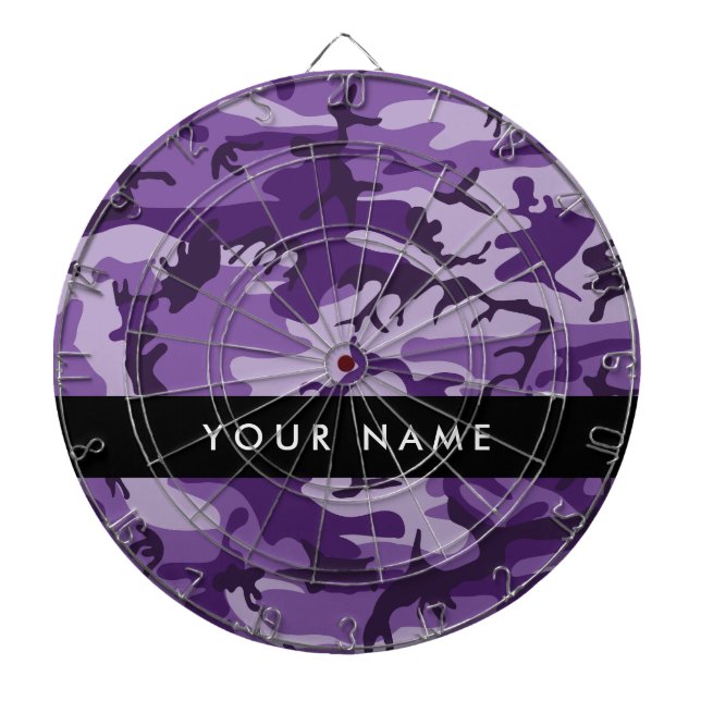 Purple Camouflage Your name Personalise Dartboard (Front)