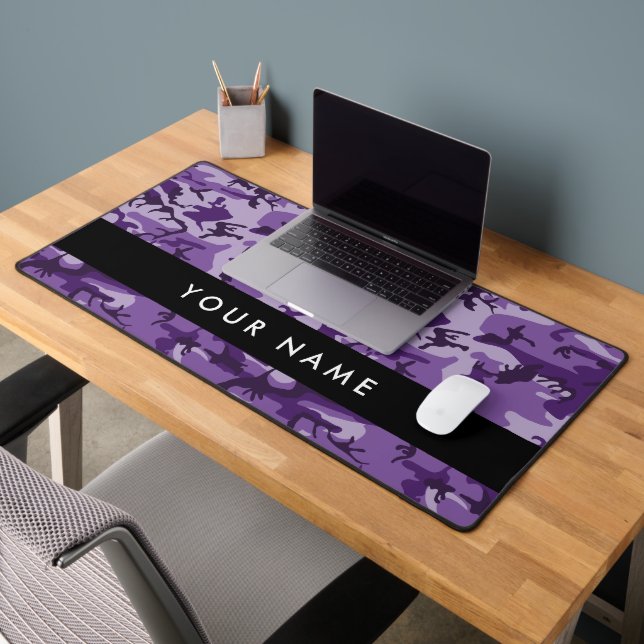 Purple Camouflage Your name Personalise Desk Mat (Office 2)