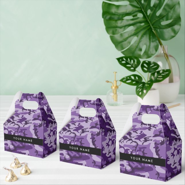 Purple Camouflage Your name Personalise Favour Box (Multiple)