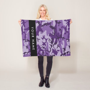 Purple Camouflage Your name Personalise Fleece Blanket