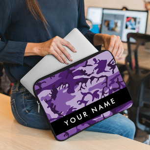 Purple Camouflage Your name Personalise Laptop Sleeve