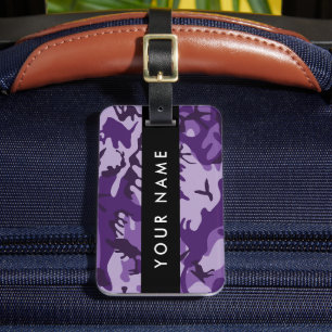 Purple Camouflage Your name Personalise Luggage Tag