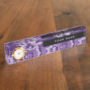 Purple Camouflage Your name Personalise Nameplate