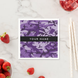Purple Camouflage Your name Personalise Napkin
