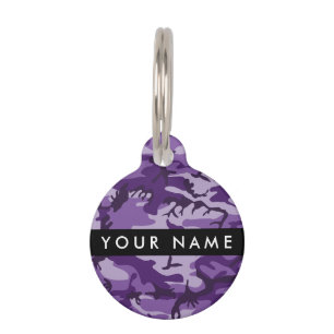 Purple Camouflage Your name Personalise Pet Tag