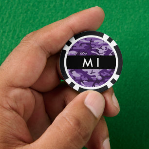 Purple Camouflage Your name Personalise Poker Chips