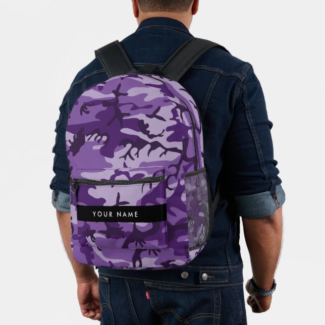 Purple Camouflage Your name Personalise Printed Backpack (Insitu (Model))