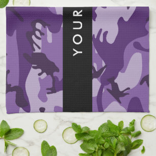 Purple Camouflage Your name Personalise Tea Towel