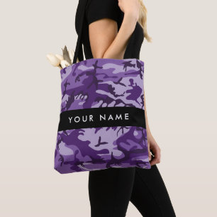 Purple Camouflage Your name Personalise Tote Bag