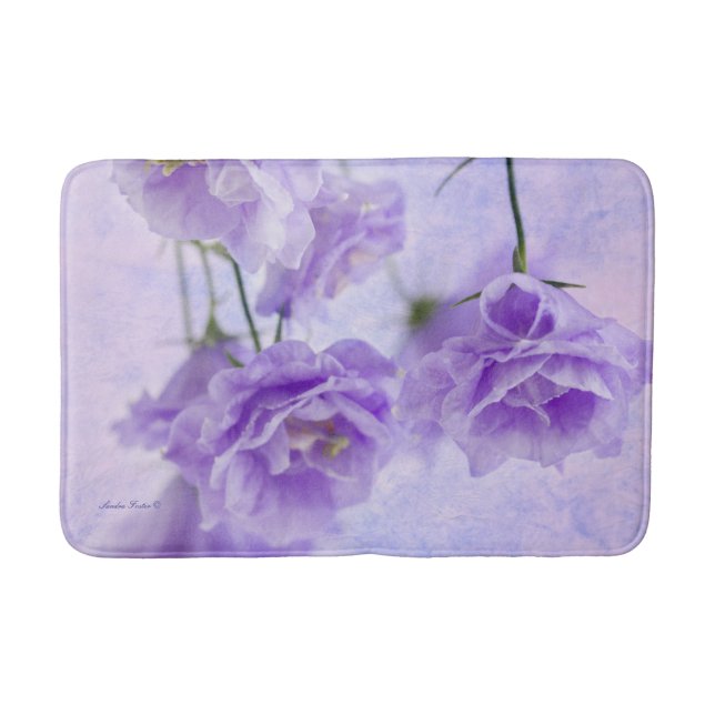 Purple Campanella Flowers Macro  Bath Mat (Front)