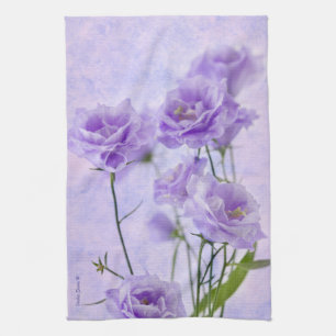 Purple Campanella Flowers Macro Tea Towel