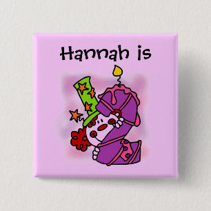 Purple Candle Clown 2nd Birthday Button