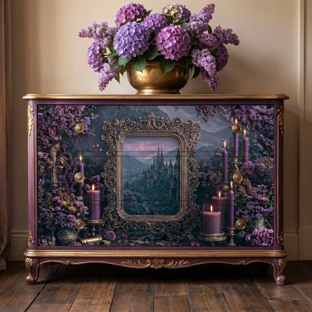 Purple Candle Ornate Gold Mirror Fantasy Castle Tissue Paper (Creator Uploaded)