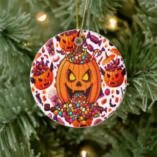 Purple Candy For Dracula Gothic Halloween Ceramic Ornament