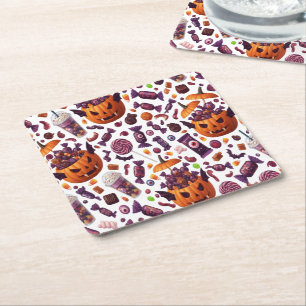 Purple Candy For Dracula Gothic Halloween Square Paper Coaster