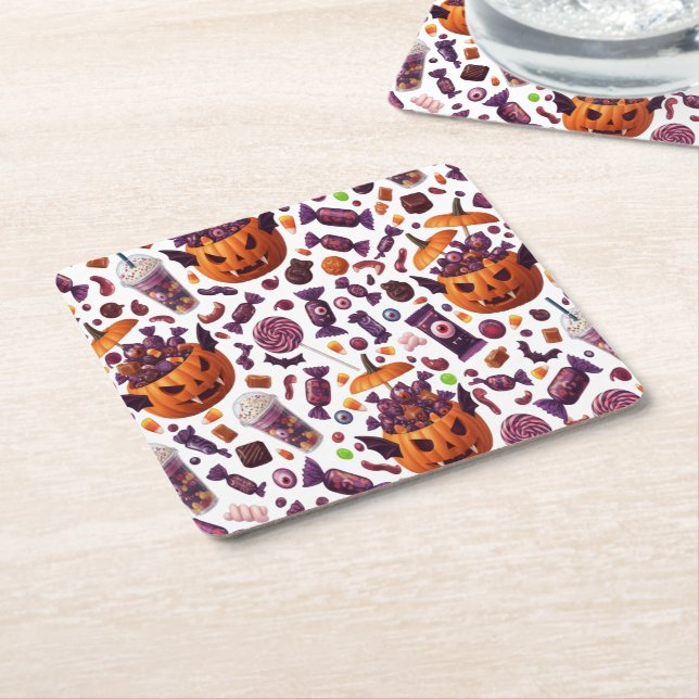 Purple Candy For Dracula Gothic Halloween Square Paper Coaster (Angled)