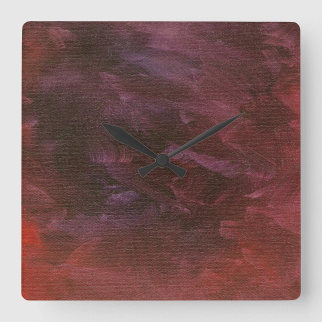 Purple Canvas Faux Finish Square Clock (Front)