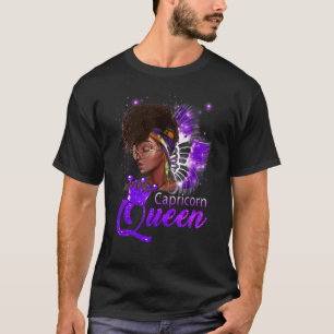 Purple Capricorn Queen African American Woman Dec T-Shirt
