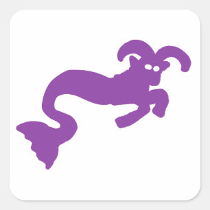 Purple Capricorn Sea-Goat Zodiac Silhouette Square Sticker