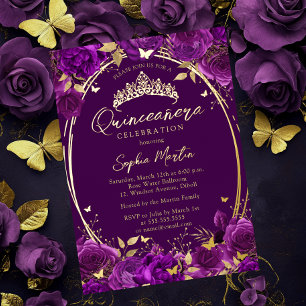 Purple Captivating Floral Butterfly Quinceanera