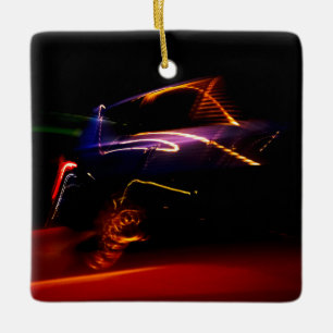 purple car dance ceramic ornament