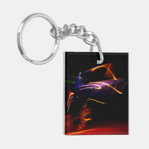 purple car dance key ring
