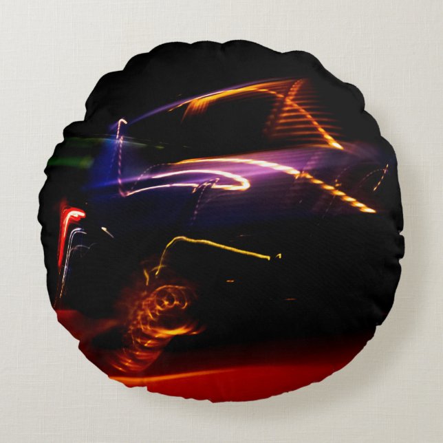 purple car dance round pillow (Front)