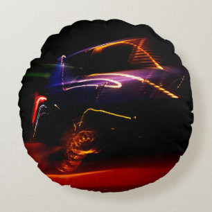purple car dance round pillow