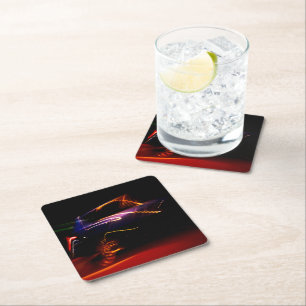 purple car dance square paper coaster