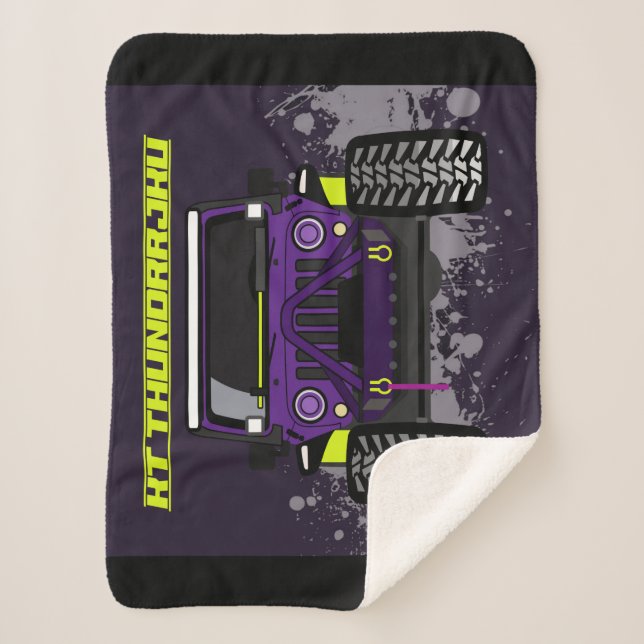 Purple car sherpa blanket (Front)