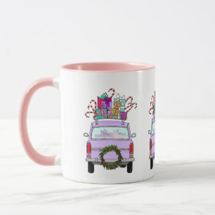 Purple Car with Christmas Gifts Mug
