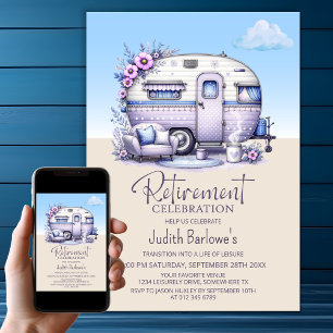 Purple Caravan Retirement Party Invitation