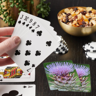Purple Cardoon Thistle Floral Playing Cards