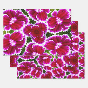 Purple Carnation Pattern Wrapping Paper Sheet