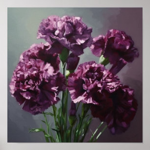 Purple Carnations Flower Art Print Poster