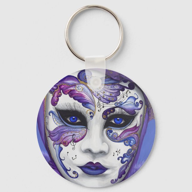 Purple Carnival Mask by PSOVART Key Ring (Front)