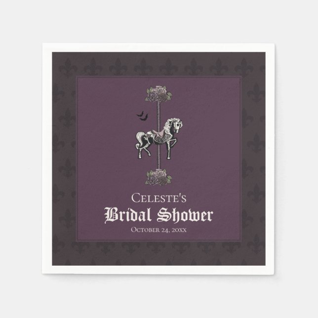 Purple Carousel Skeleton Horse Napkin (Front)