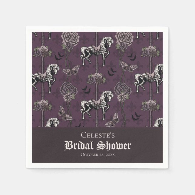 Purple Carousel Skeleton Horse Pattern Napkin (Front)